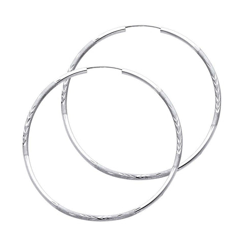 14K White Gold 2mm Diamond Cut GOLD EARRINGS