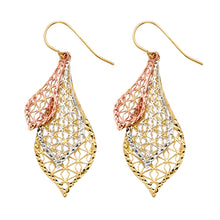 Load image into Gallery viewer, 14K Tri Color Gold Design Cut Assorted Earrings