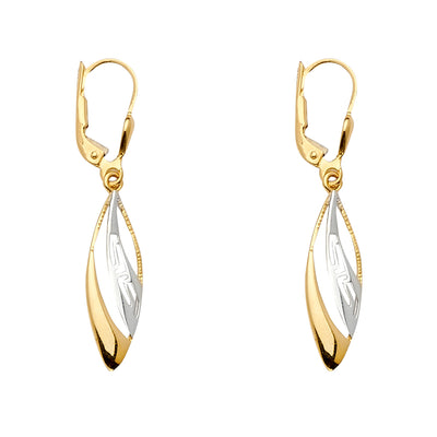 14K Two Tone Gold Teardrop Assorted Earrings