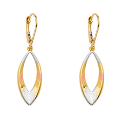 14K Two Tone Gold Hanging Earrings