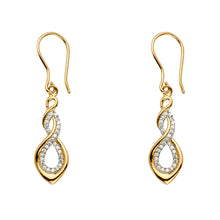 Load image into Gallery viewer, 14K Two Tone Gold Twisted Hanging Earrings