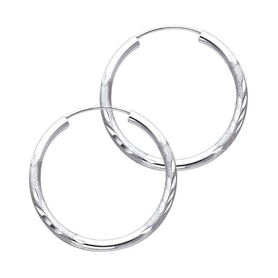 14K White Gold 2mm Diamond Cut GOLD EARRINGS