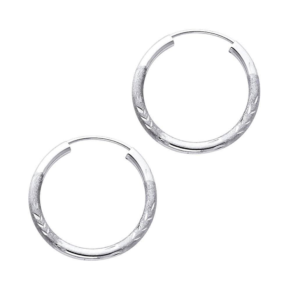 14K White Gold 2mm Diamond Cut GOLD EARRINGS