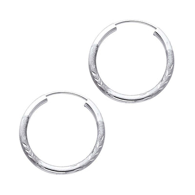 14K White Gold 2mm Diamond Cut GOLD EARRINGS