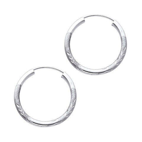 14K White Gold 2mm Diamond Cut GOLD EARRINGS