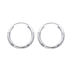 14K White Gold 2mm Diamond Cut GOLD EARRINGS