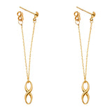 14K Yellow Gold Infinity Screw Back Hanging Earrings
