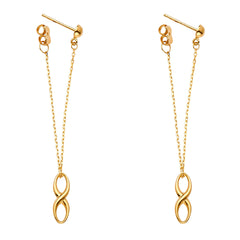 14K Yellow Gold Infinity Screw Back Hanging Earrings
