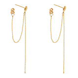 14K Yellow Gold Screw Back Hanging Earrings