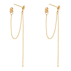 14K Yellow Gold Screw Back Hanging Earrings