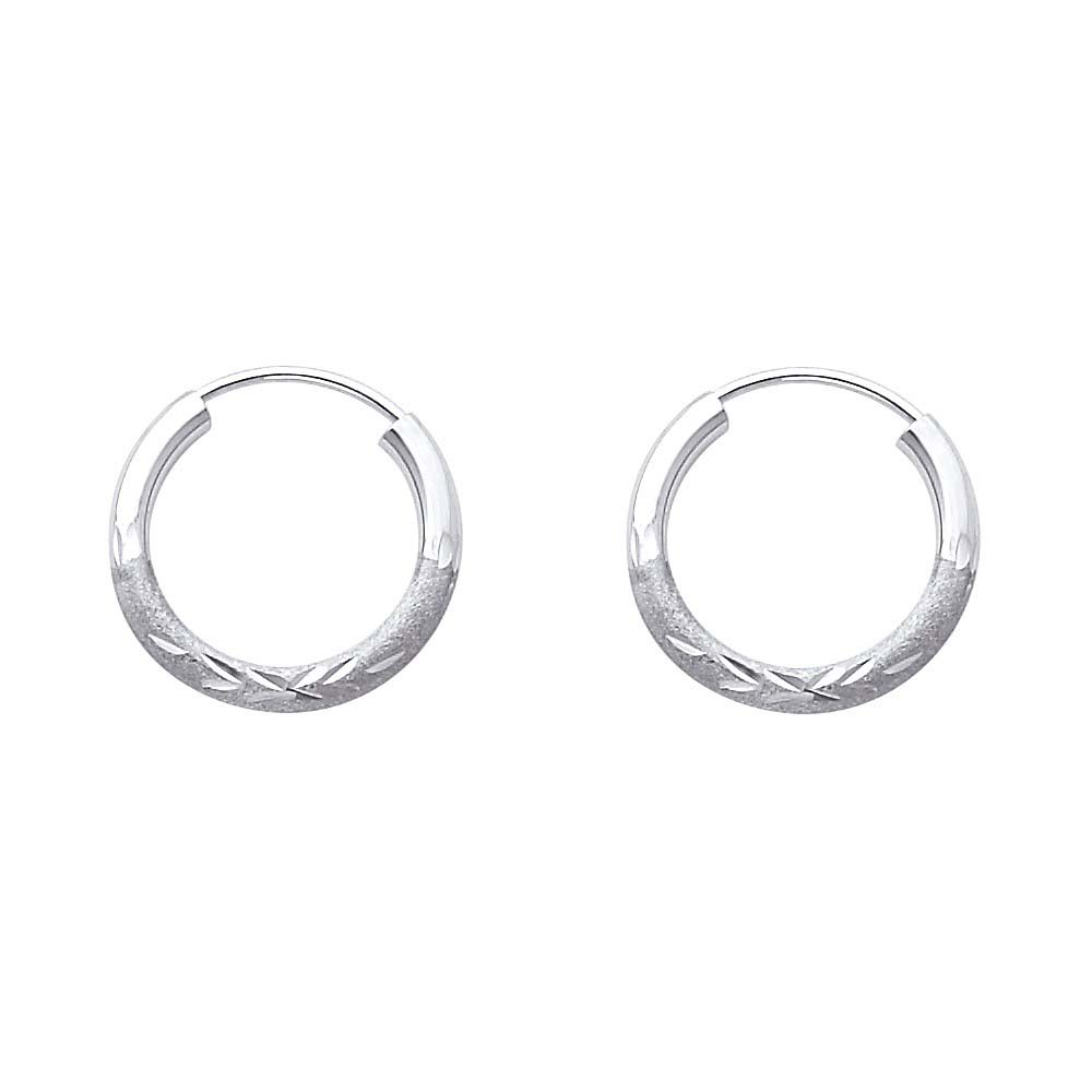 14K White Gold 2mm Diamond Cut GOLD EARRINGS