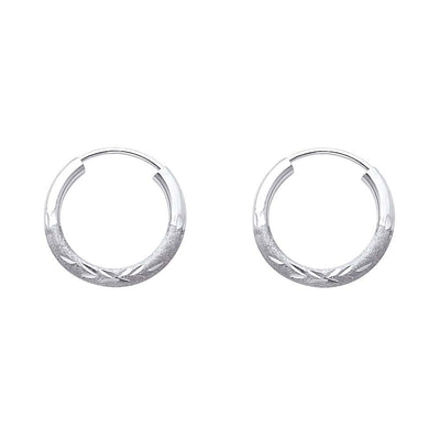 14K White Gold 2mm Diamond Cut GOLD EARRINGS