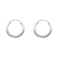 14K White Gold 2mm Diamond Cut GOLD EARRINGS