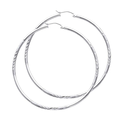 14K White Gold 2mm Diamond Cut GOLD EARRINGS