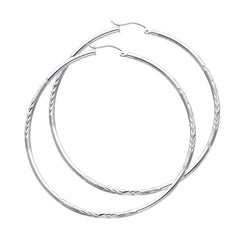 14K White Gold 2mm Diamond Cut GOLD EARRINGS
