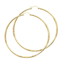 Load image into Gallery viewer, 14K Yellow Gold 2mm Diamond Cut Hoop Earrings