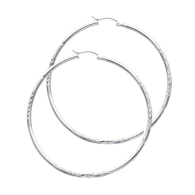 14K White Gold 2mm Diamond Cut GOLD EARRINGS