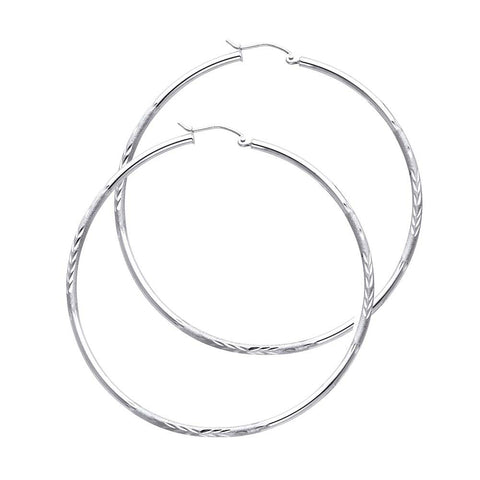 14K White Gold 2mm Diamond Cut GOLD EARRINGS