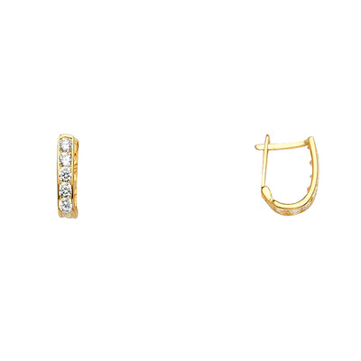 14K Yellow CZ Huggies Earring 1grams