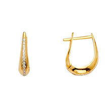 Load image into Gallery viewer, 14K Yellow CZ Channel Tear Drop Earring 2grams