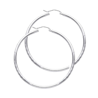 14K White Gold 2mm Diamond Cut GOLD EARRINGS