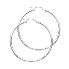 14K White Gold 2mm Diamond Cut GOLD EARRINGS