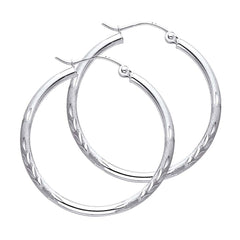 14K White Gold 2mm Diamond Cut GOLD EARRINGS