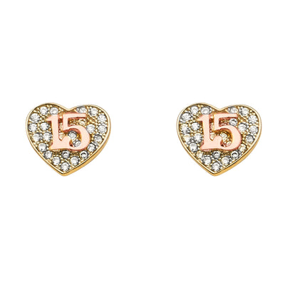 14k Tri Color Gold Assorted Earrings With Push Back