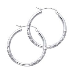 14K White Gold 2mm Diamond Cut GOLD EARRINGS