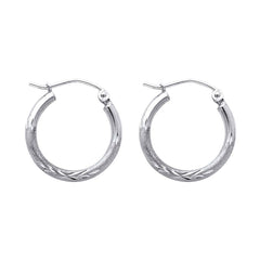 14K White Gold 2mm Diamond Cut GOLD EARRINGS