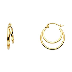 14K Yellow Gold 4mm Double Fancy Hoop Earrings