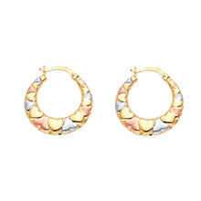Load image into Gallery viewer, 14K Tricolor Double Face Heart Design Hollow Earring Approximately 2.6 Grams