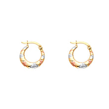 Load image into Gallery viewer, 14K Tricolor Double Face Heart Design Hollow Earring Approximately 1.2 Grams