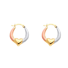 Load image into Gallery viewer, 14K Tricolor Double Face Heart Design Hollow Earring Approximately 2 Grams