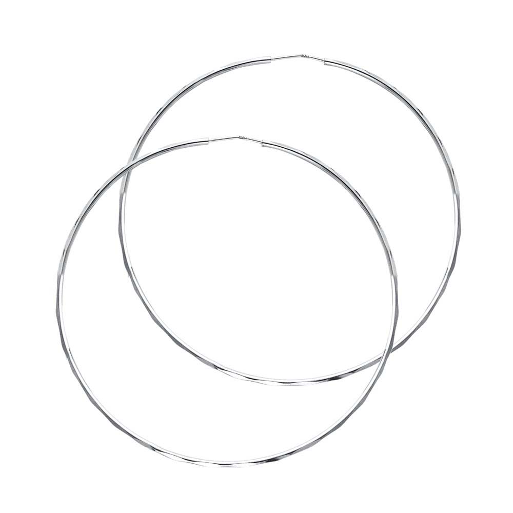 14K White Gold 1.5mm Hoop Earrrings