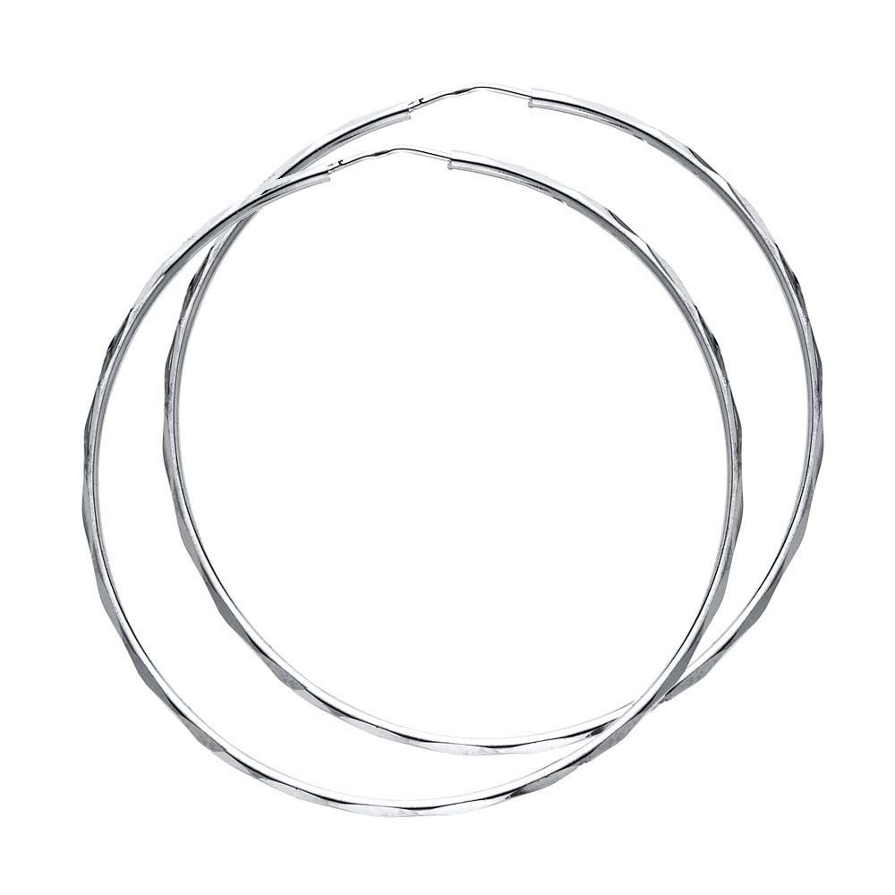 14K White Gold 1.5mm Hoop Earrrings