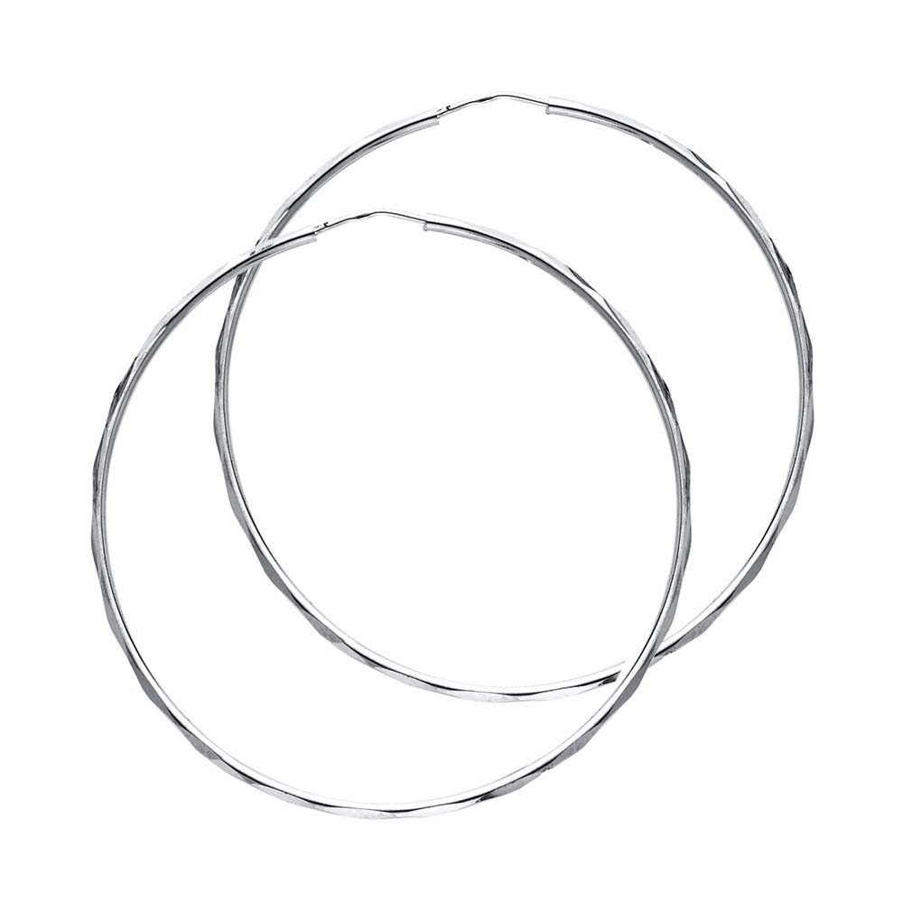 14K White Gold 1.5mm Hoop Earrrings