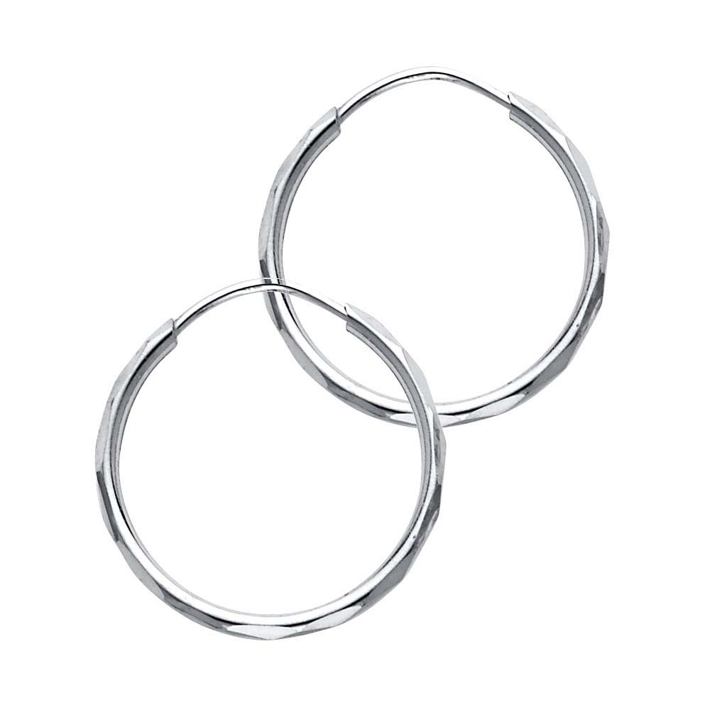 14K White Gold 1.5mm Hoop Earrrings