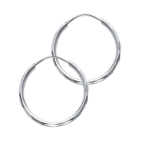 14K White Gold 1.5mm Hoop Earrrings