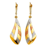 14K Tri Color Hanging Earrings