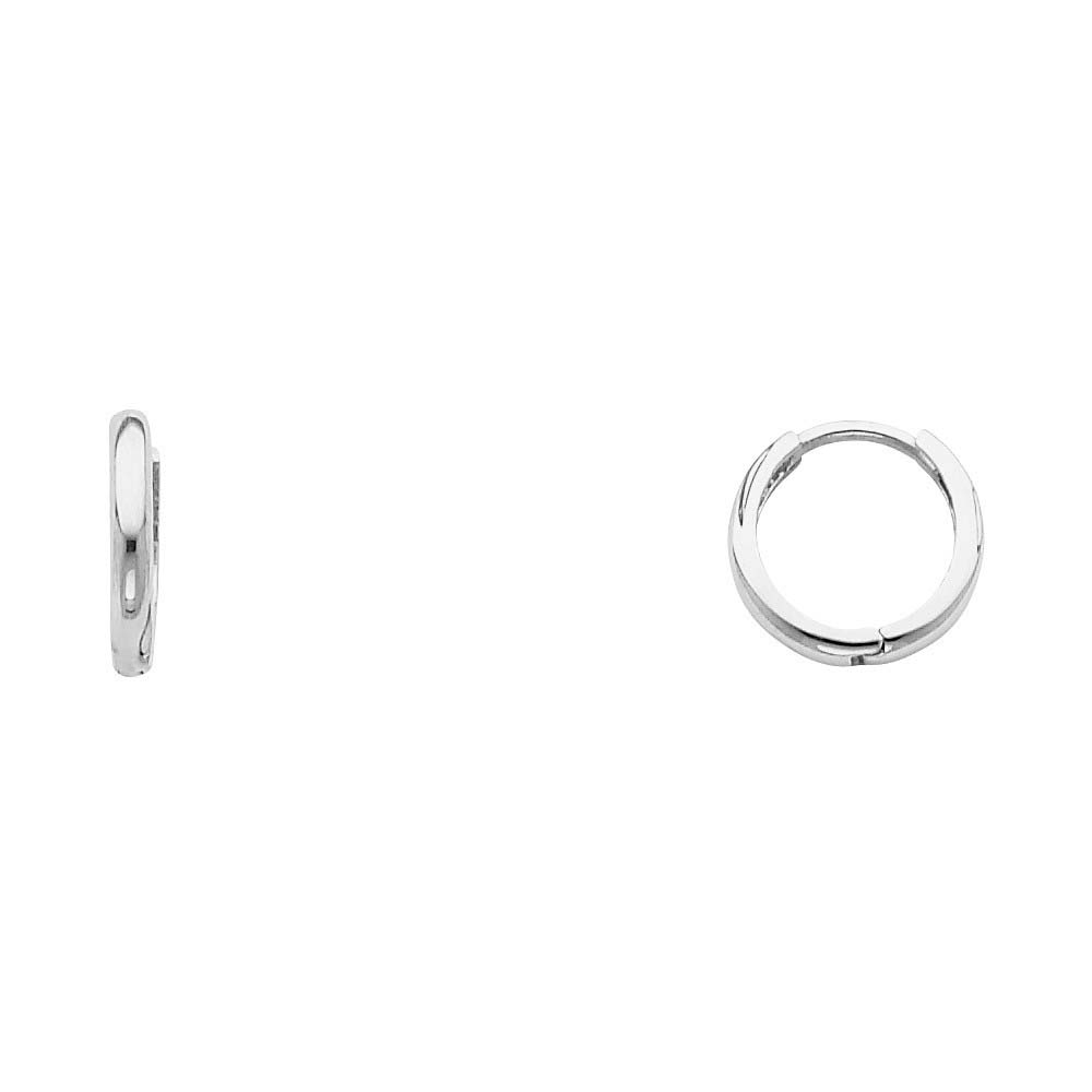 14K White Gold 2mm Huggies Earrings