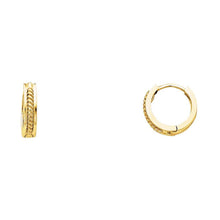 Load image into Gallery viewer, 14K Yellow Gold 2.5mm Square Huggies Earrings with Twisted Rope