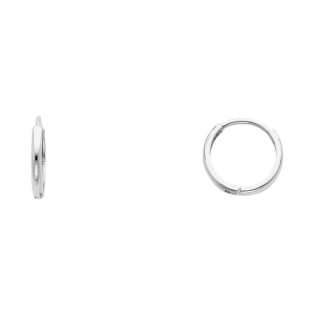 14K White Gold 2mm Huggies Earrings