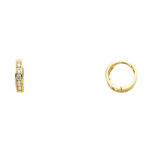 Load image into Gallery viewer, 14K Yellow Gold 2mm CZ Huggies Earrings