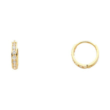 Load image into Gallery viewer, 14K Yellow Gold 2mm CZ Huggies Earrings