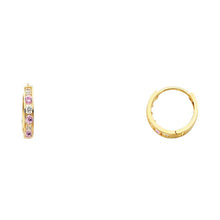 Load image into Gallery viewer, 14K Yellow Gold 2mm CZ Huggies Earrings