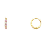 14K Yellow Gold 2mm CZ Huggies Earrings