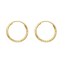 Load image into Gallery viewer, 14k Yellow Gold 1.25mm Diamond Cut Hoop Earrings