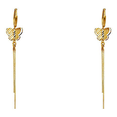 14K Yellow Gold Butterfly Hanging Earrings