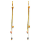 14K Tri Color Gold Hanging Earrings